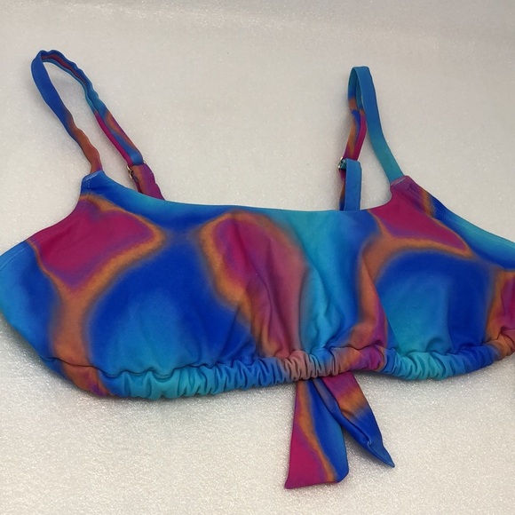 New Wild Fable Bikini Top Tunnel Front Blue Marble Tie Dye Size 1X - Picture 6 of 10